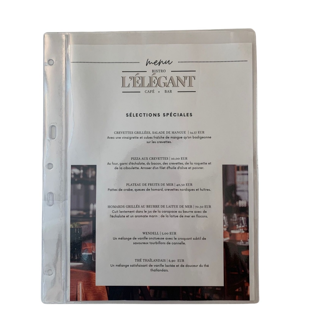 [509015] 10 Transparent Cover Crystal PVC A4 for screw Menu Cover - 2 views