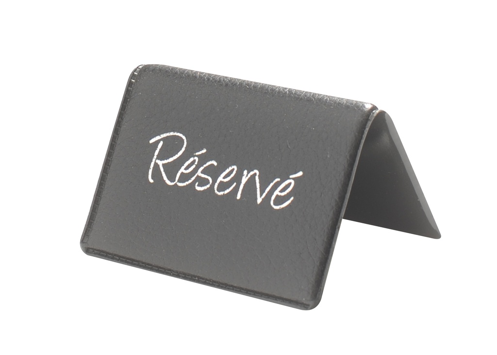 [250000] 6 Chevalets de Table "Réservé" en Simili Cuir - Noir