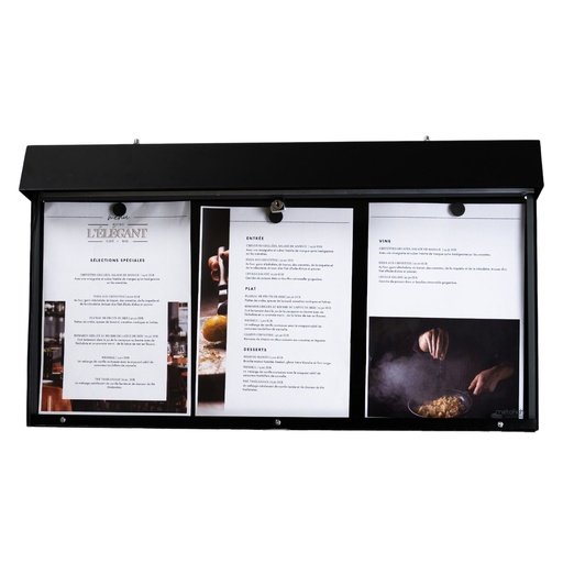 [001541] Porte-Menu CLUB Mural - 3 Pages