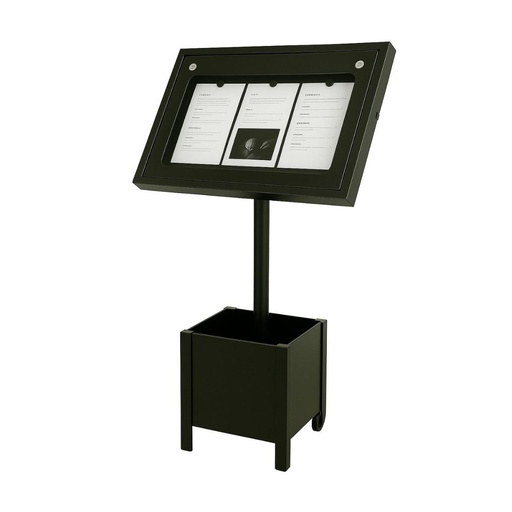 [004116] Menu Desk Stand with planter box LUBERON - 3 pages