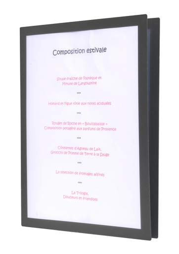 [508071] Protège-Menu VIENNA A4 4 pages - Gris